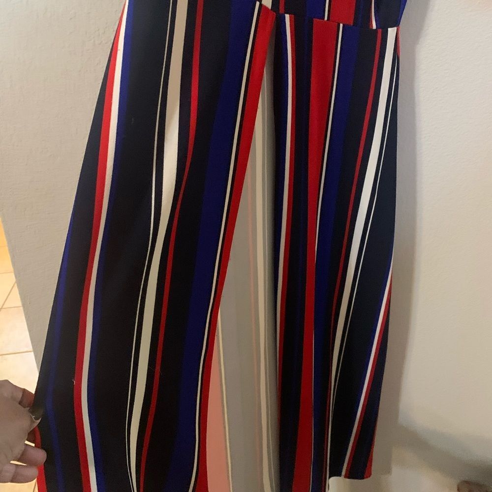 New York & Company Multi-colored High-Low Striped Stretch Duster Top XXL - Picture 6 of 10